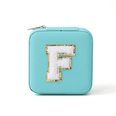 Custom Portable kecil Kulit Langit Biru Perhiasan Organizer Travel Case