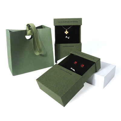 China manufaktur grosir kualitas tinggi Kalung Earring gelang kotak cincin Perhiasan kemasan Pribadi Custom Eco Friendly Kardus Kertas hijau Laci Perhiasan Kotak dengan logo